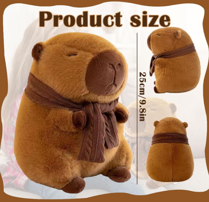 Premium Capybara Plush - Ultra Soft Stuffed Animal | Cuddly Wildlife Friend (Brown)